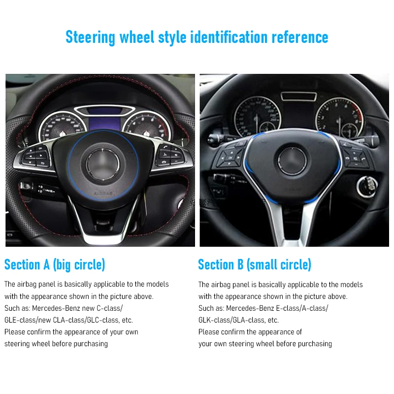 1pc Car Steering Wheel Center Trim Rings Decoration Cover Stickers For Mercedes Benz GLE CLA GLA W213 W246 W205 C117 Accessories