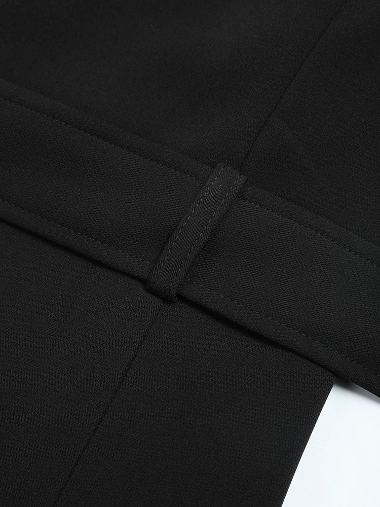 EAM-gabardina larga con botones negros para mujer, abrigo de manga larga con cuello levantado, rompevientos, tendencia de moda, primavera y otoño,