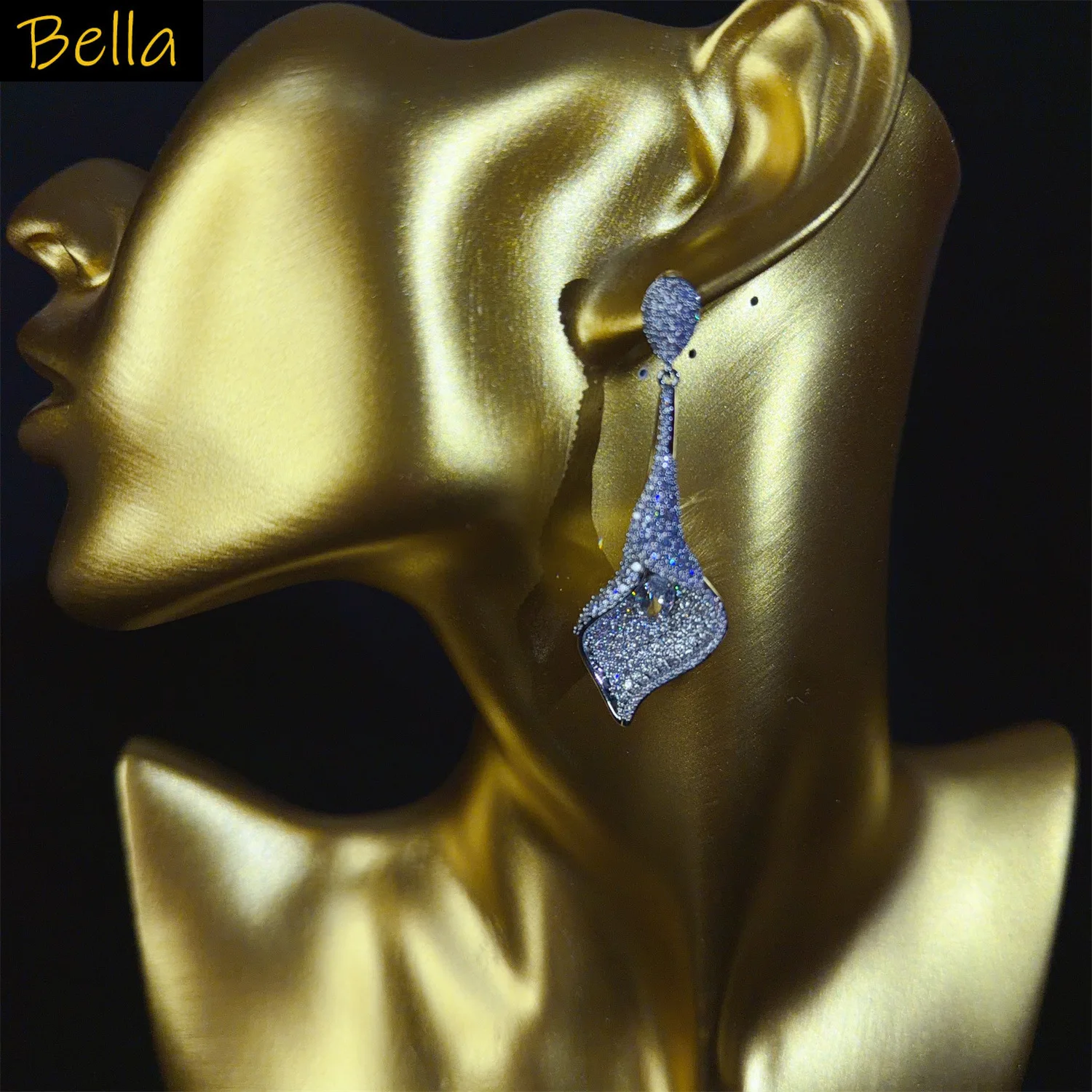 

luxury earrings common callalily floral silver color shiny jewelry gala event wedding party dangling earrings for women gift