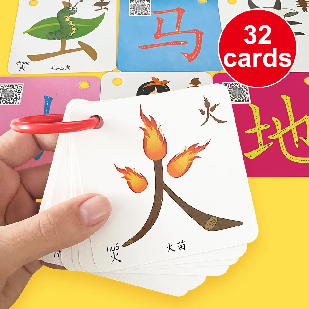 Learning Chinese Words with Pinyin Language Flash Cards Kids Baby Learning Card Memory Game Educational Toy Card for Children