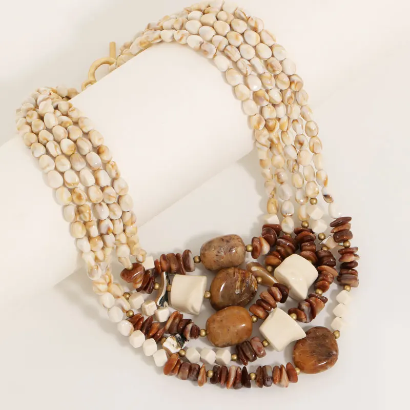 Statement-Halskette mit übertriebenen mehrschichtigen Perlen, handgefertigt für Damen, Hochzeit, Party, Schmuck – Detail 3