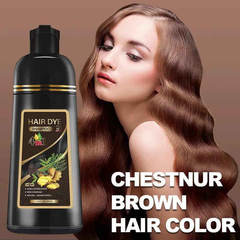 Meidu Black Hair Color Shampoo 4-in-1 Herbal Ingredients Natural Plants 100% Coverage All Hair Types Men Women Natural Simple