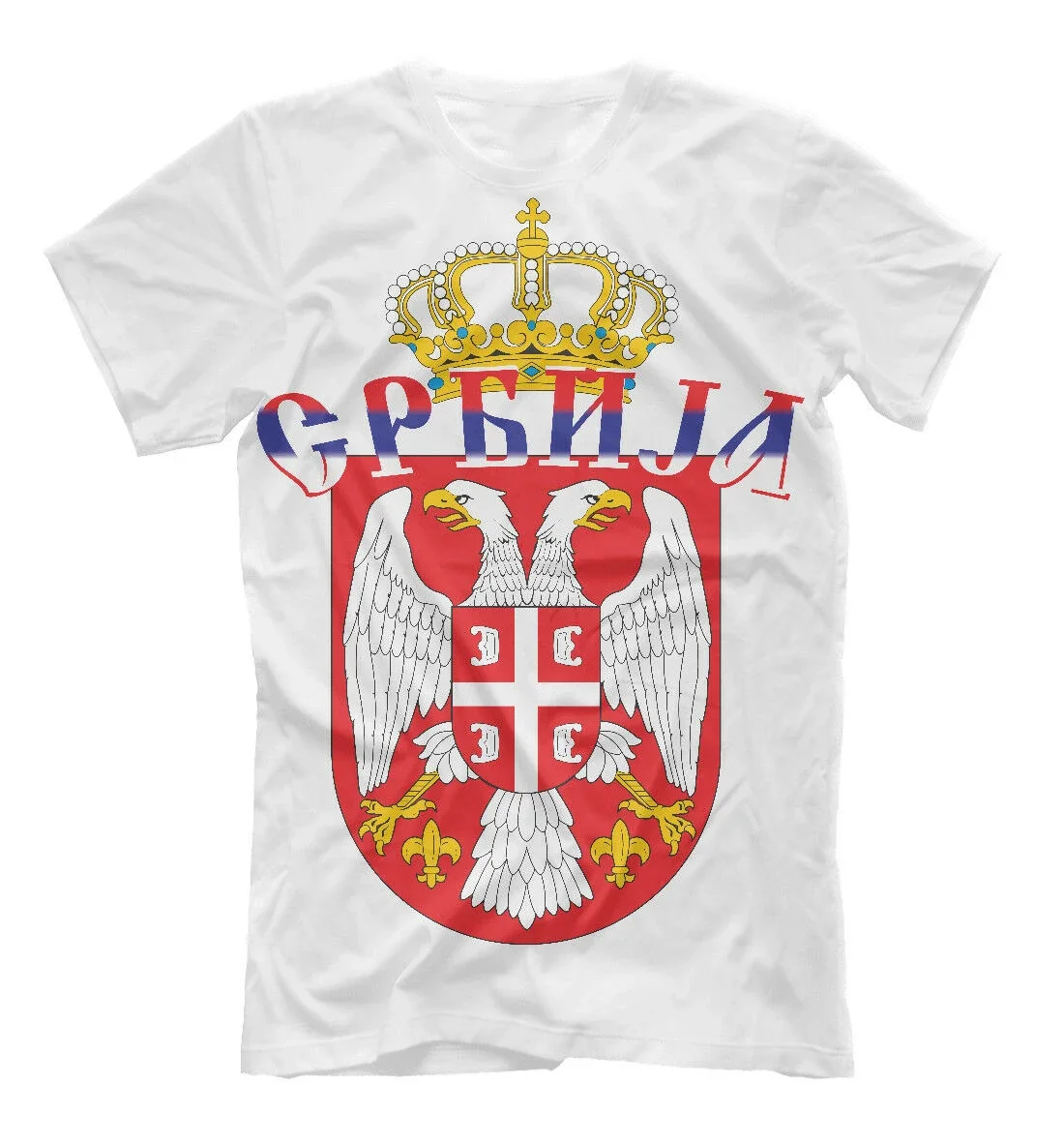 Serbia Belgrade Balkans Serbian Coat of Arms Fashion T-Shirt 100% Cotton O-Neck Short Sleeve Casual Mens T-shirt Size S-3XL