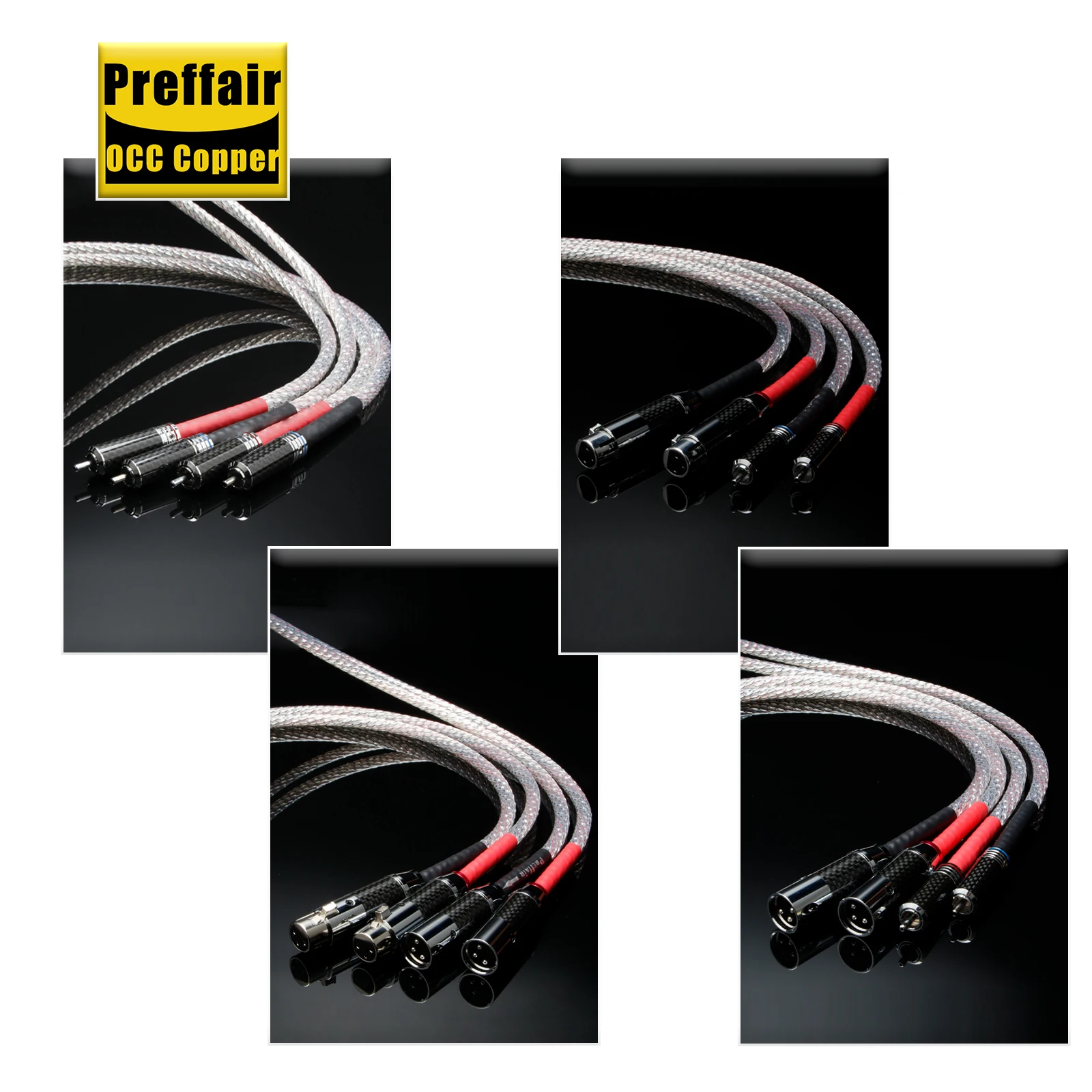 

Кабель Preffair OCC из меди с серебряным покрытием RCA, Hi-Fi аудиокабель XLR с фиксируемым разъемом RCA из углеродного волокна