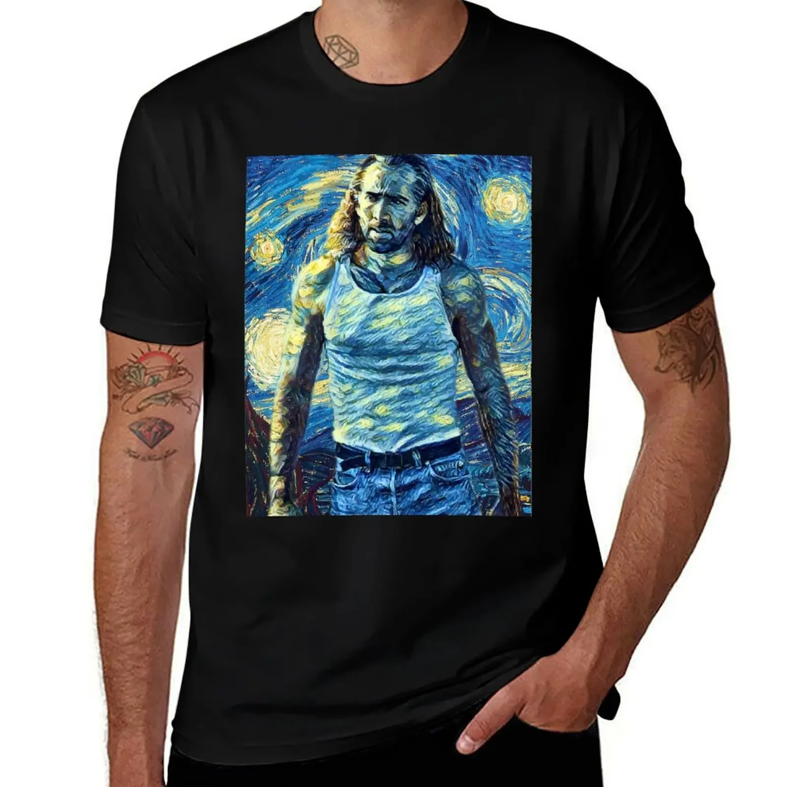 

Starry night Nic cage T-Shirt cotton graphic tees animal prinfor boys custom shirt cute clothes t shirts for men graphic