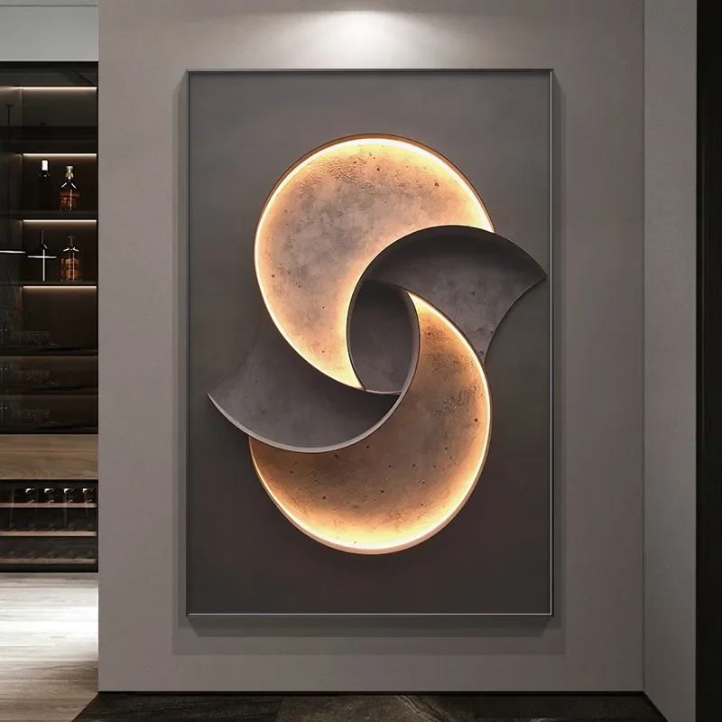 Light luxury and high-end entrance decorative painting, high-end corridor, wall painting at the end of the aisle, abstract