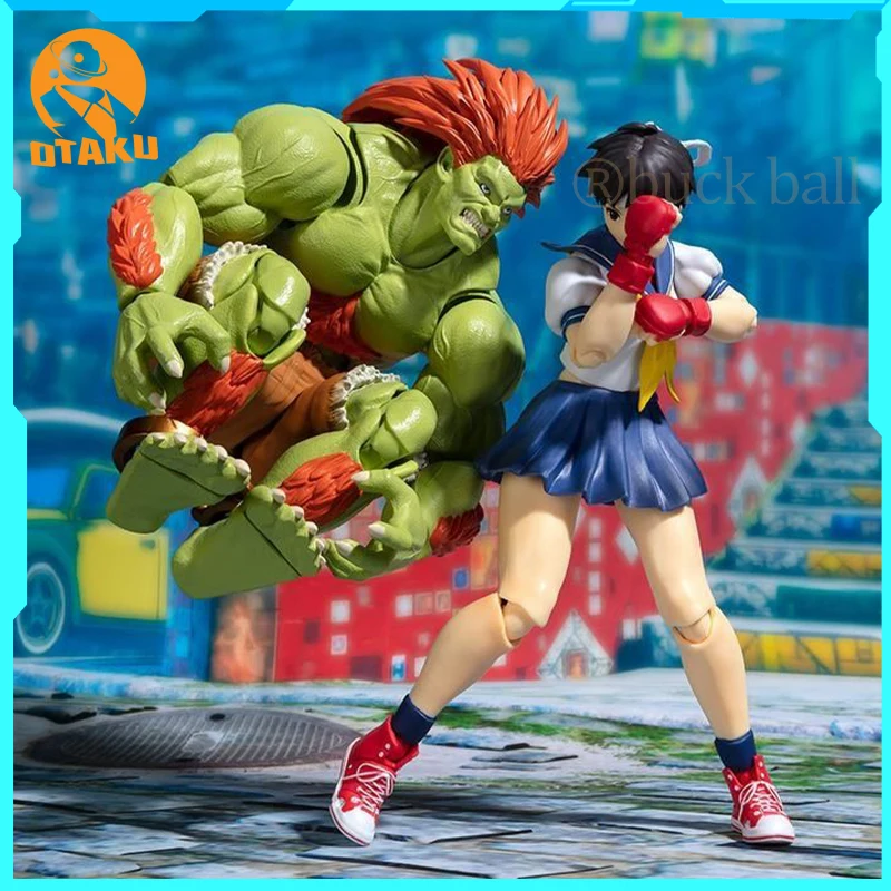 Genuine Street Fighter Figure Blanka Action Figure 2 Head Anime Figurine Pvc Models Statue Collectible Toy Decora Birthday Gifts