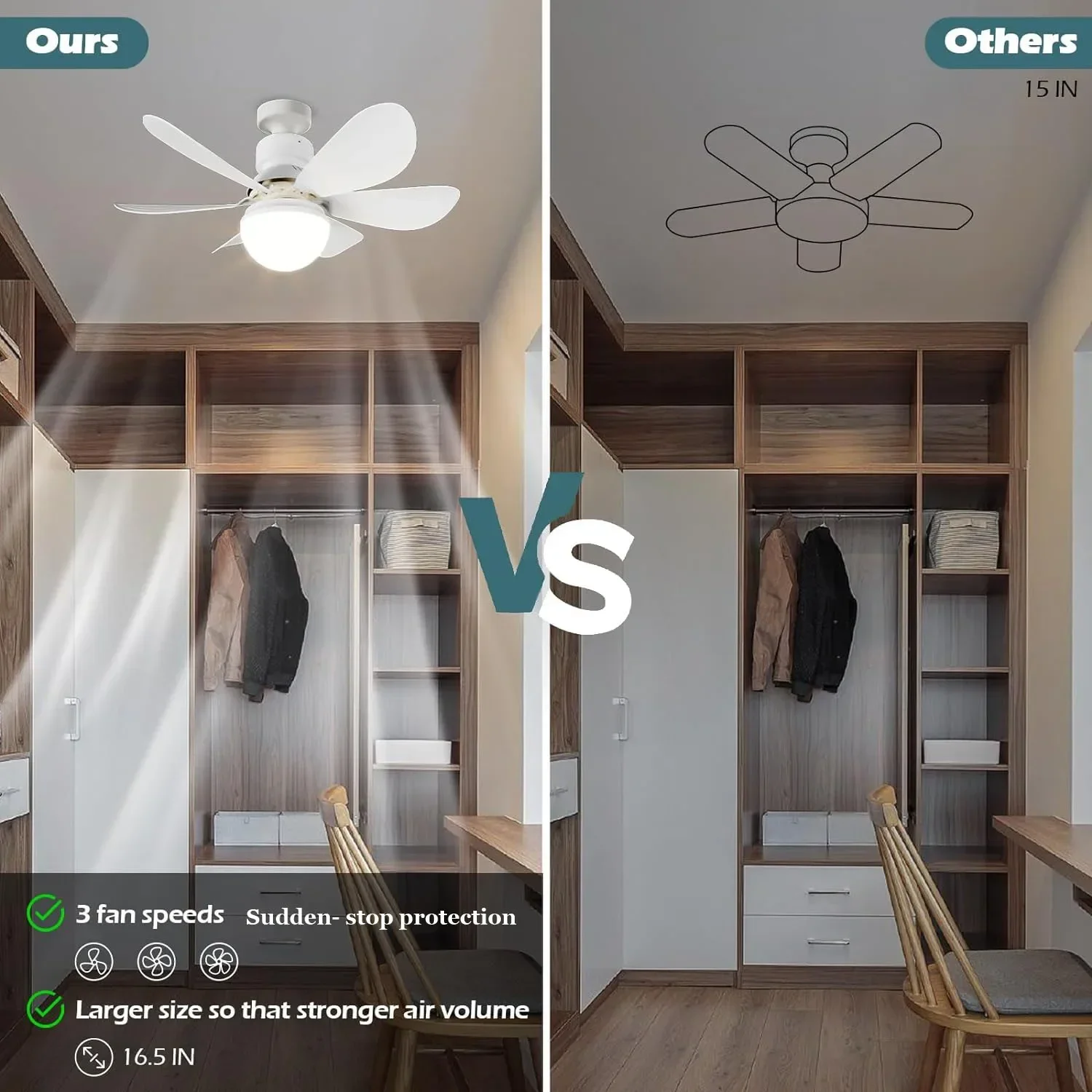 40W LED Ceiling Fan With Light And Control E27 Safety Removable Fan Blades Fan Light Silence For Room Home Living Room Lighting