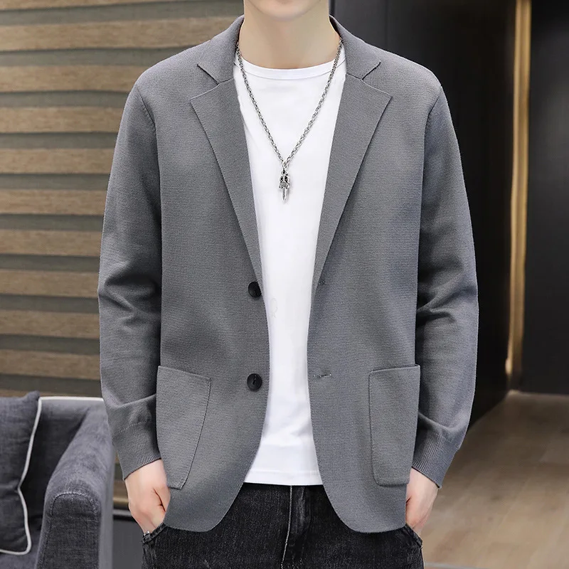 2024 Men's Autumn New, Casual Knitted Cardigan BLAZER, Youth Fashion Casual   blazer