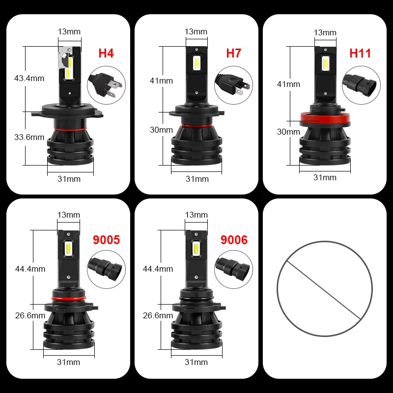 M2 LED Auto Headlight H4 Car Lights 55W 16000lm H1 H7 H8 H9 H11 9005 HB3 9006 Mini Fog Light Headlamp Led Bulbs 12V White 6500k