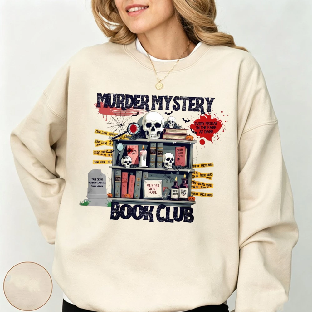 Murder Mystery Book Club Sweatshirt Halloween Shirts Spooky Season Hoodies Readers Club Thriller Bookish Bookish Girly Pullovers