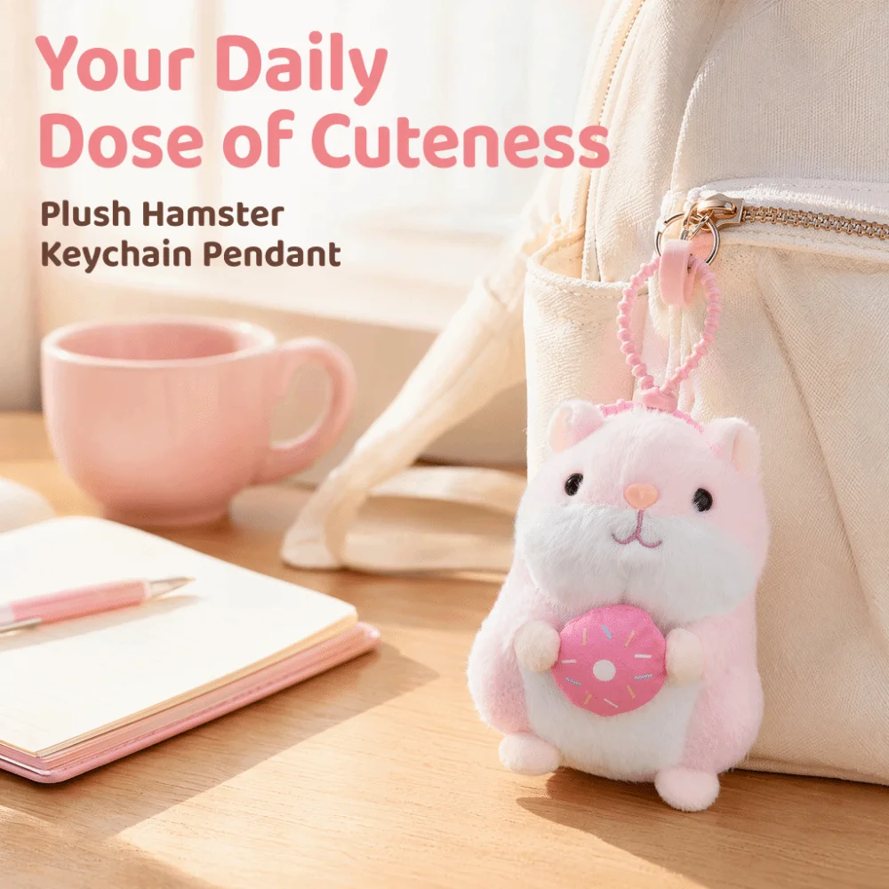 Adorable Cartoon Hamster Keychian Pendant Multicolor Hairry Backpack Pendant 13cm Animal for Girls