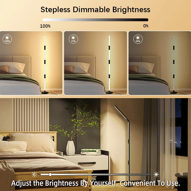 Smart Foldable DIY Stylish Ambient Floor Lamp with Bluetooth, WiFi, Voice Control, and RGB Rhythmic Lighting