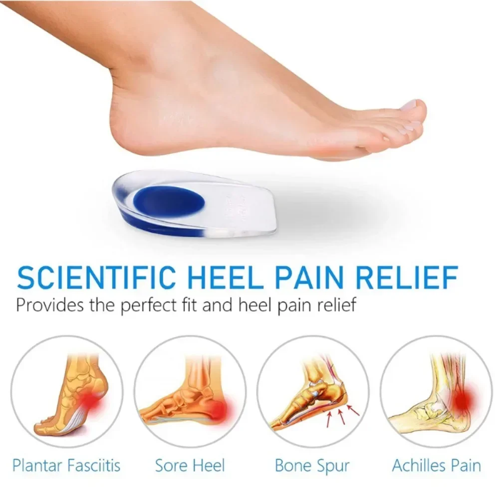 1 Pair Silicone Gel Insoles Men Women Heel Spurs Pain Relief Treatment Foot Pads Shock Absorption Massager Foot Care Tools