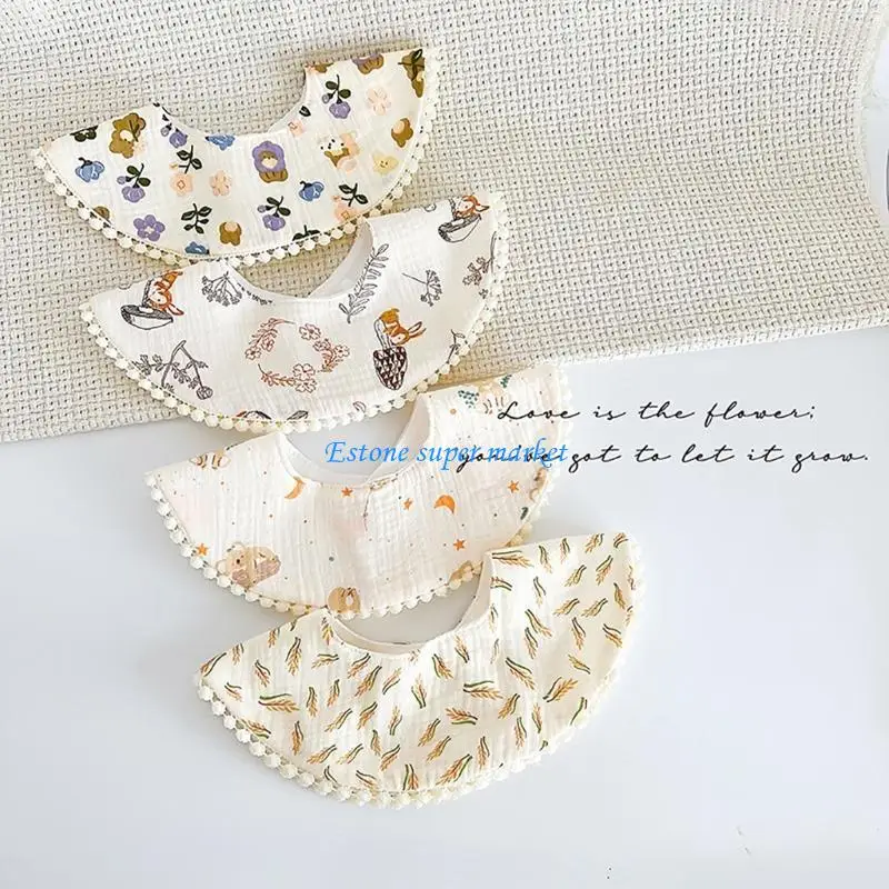 

090B Baby Burp Cloths Nursing Bibs Drooling Apron Feeding Bibs Strong Absorbent