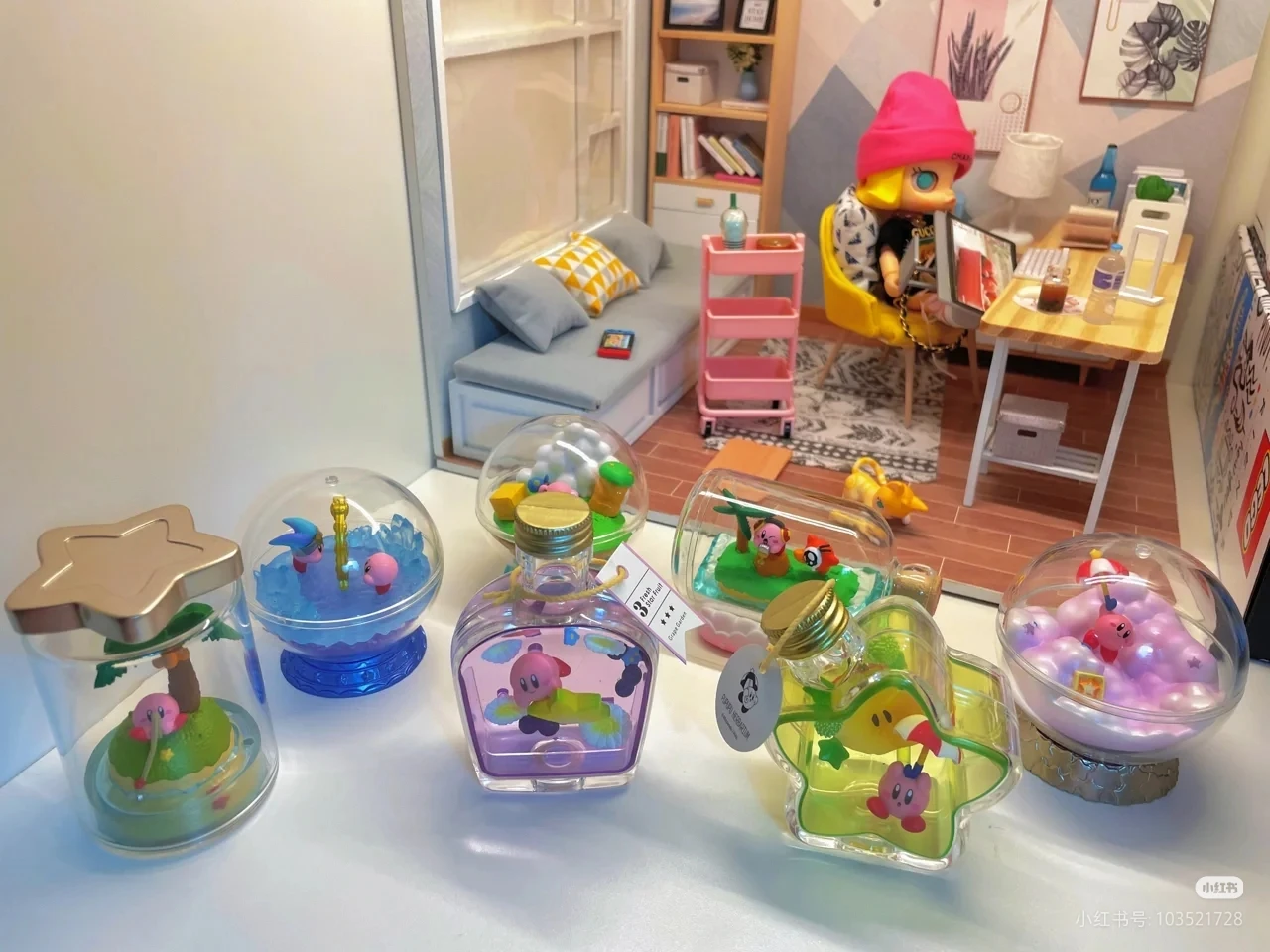 Re-Ment Kirby Star Terrarium Dream Spring Collection Series Blind Box - ของตกแต่งโต๊ะทำงานสำหรับเด็กผู้หญิง ของขวัญวันเกิด