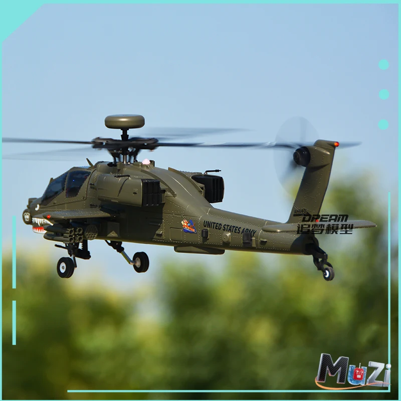 YXZNRC F11 Apache AH-64D F11 2.4G มอเตอร์ไร้แปรง 6 ช่องสัญญาณ บังคับวิทยุ 3D Stunt เฮลิคอปเตอร์จำลองแบบไม่มี Flybar สเกล 1:32