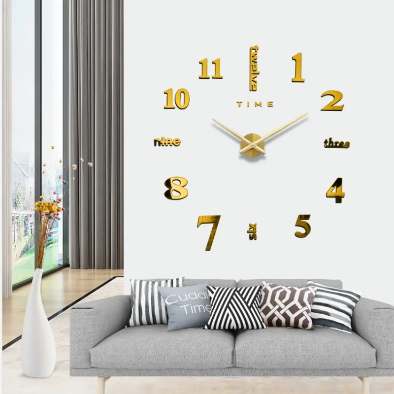 3D Wall Stickers Clock Living Room Silent Acrylic Wall Clock Creative Luxury Modern Bedroom Clocks Art Design Elegant Home Decor