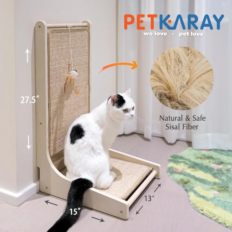 Cat Scratcher, Sisal Cat Scratch Pad, L Shape Cat Scratching Board for Indoor Cats, Floor