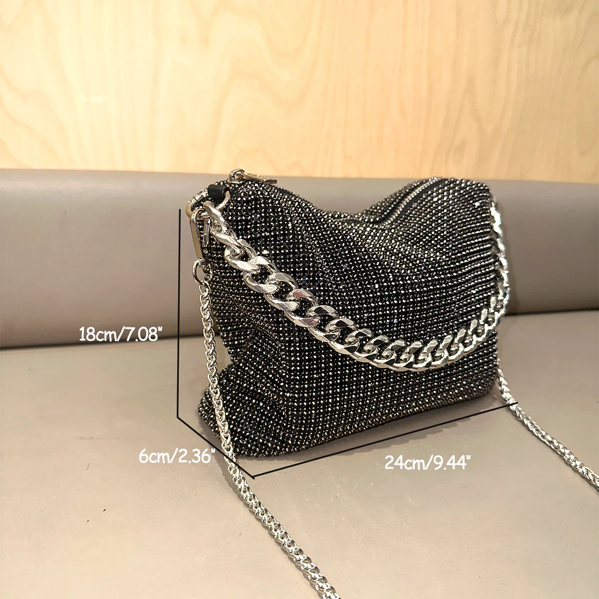 JIOMAY Fashion Evening Bag 2024 Luxury Bags Glamorous Rhinestone Purse Portable Purses for Women Shoulder Hand Bags Gold Purse