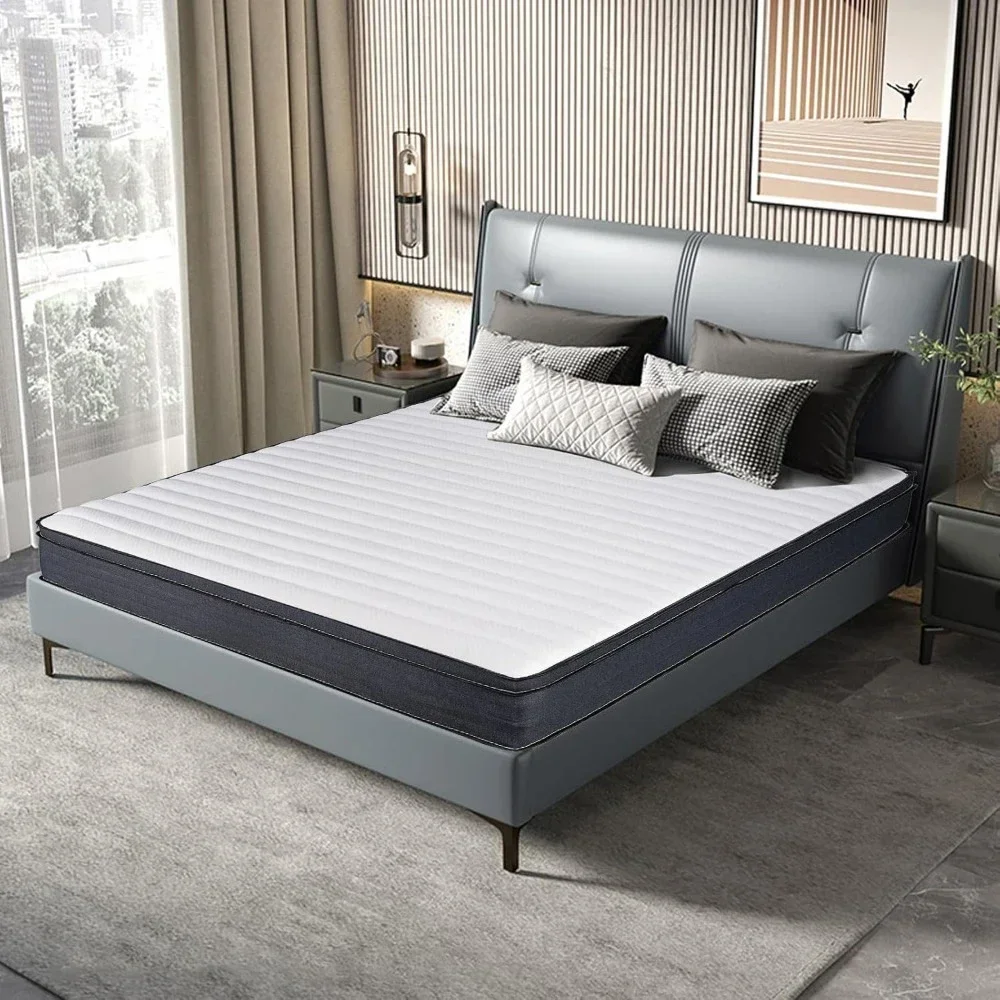 12 Inch Hybrid Mattress with Memory Foam & Pocket Springs, Ergonomic Design for Pressure Relief,Medium Firm Feel