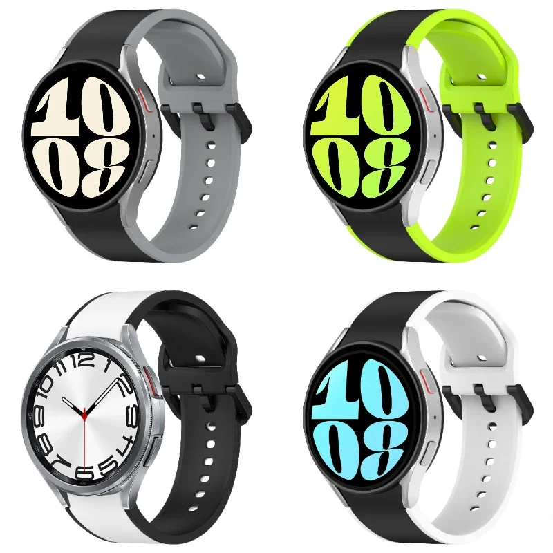 Silicone No gaps Strap For Samsung Galaxy 7/6/5/4/Pro 44/40mm 45mm Bracelet band For Galaxy Watch6/4 Classic 47mm 43mm 46mm 42mm