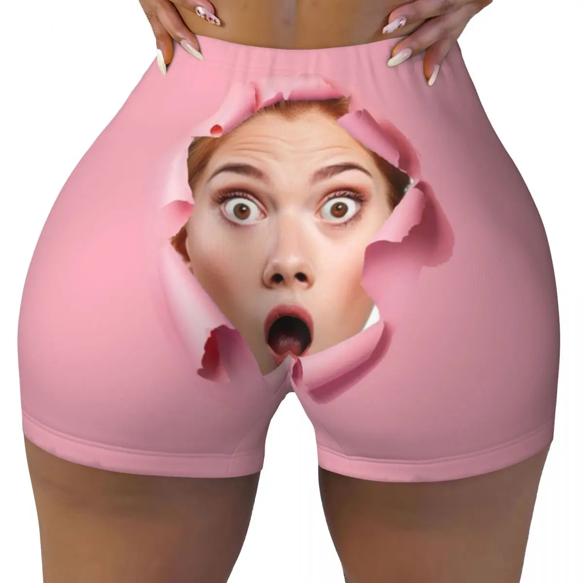 

Custom Personalized Face Photo Biker Running Gym Shorts Women's Athletic Workout Yoga Shorts