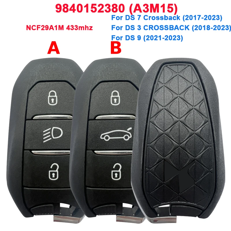 CN016049 OEM DS3/DS7 3Btn NCF29A1M 433mhz 9840152380 (A3M15) For DS 7 3 9 Crossback Original Remote Key IM3A