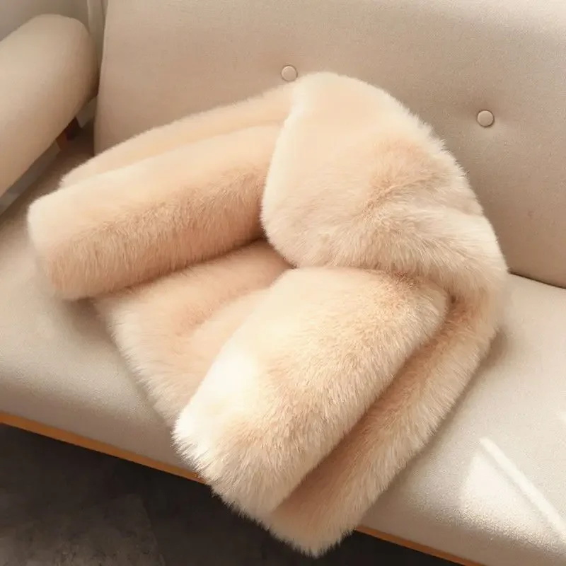 

Winter Kids Girls Faux Fox Fur Jacket Cotton Coat Children Thick Warm Hooded Parkas Boys Long Sleeve Elegant Outerwear TR314