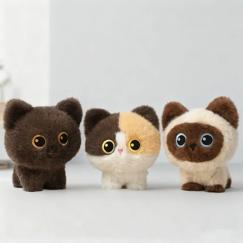 

Duoai Cartoon Cute Standing Cat Plush Siamese/Black/Tricolor Cat Emotional Comfort Office Desktop Decor Trendy Toy Holiday Gift