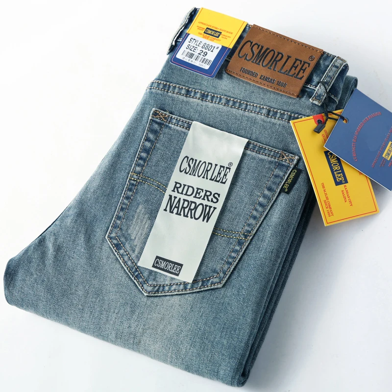 Retro Blue Jeans Heren Klassieke High-End Rechte Slanke Stretch Casual Zakelijke Jeugdbroek Voor Heren