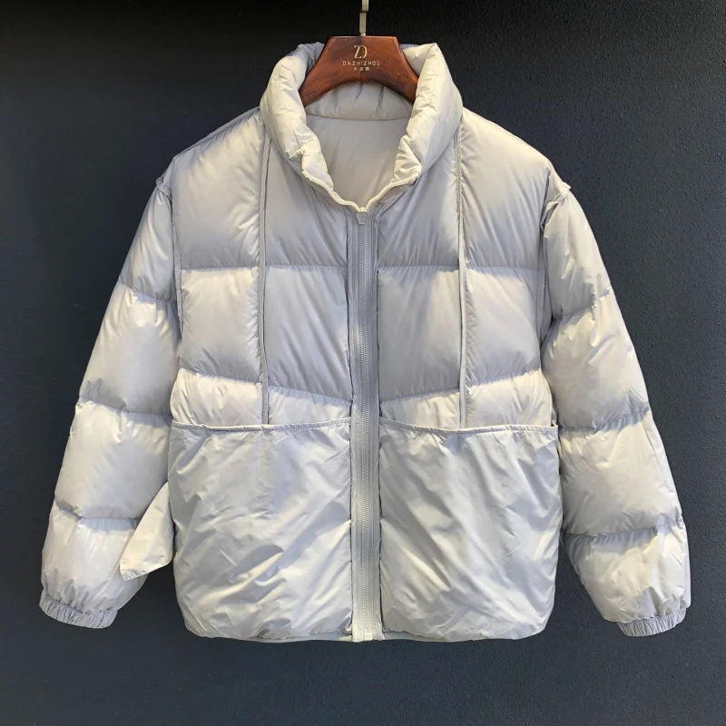 Stand up down jacket, men's loose and versatile warm jacket, winter new fashion, simple and trendy outdoor clothes