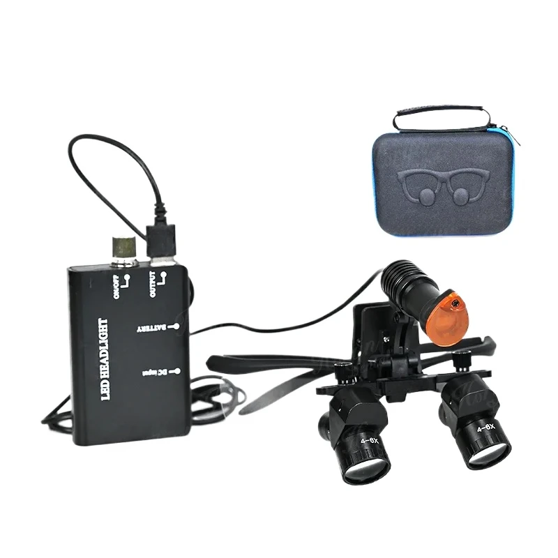 GG 4X 5X 6X Lab Surgerys Headlight 48 Angle Loupes with 5W LED Binocular Magnifier 300-600mm Interpupillary Distance Adjustable