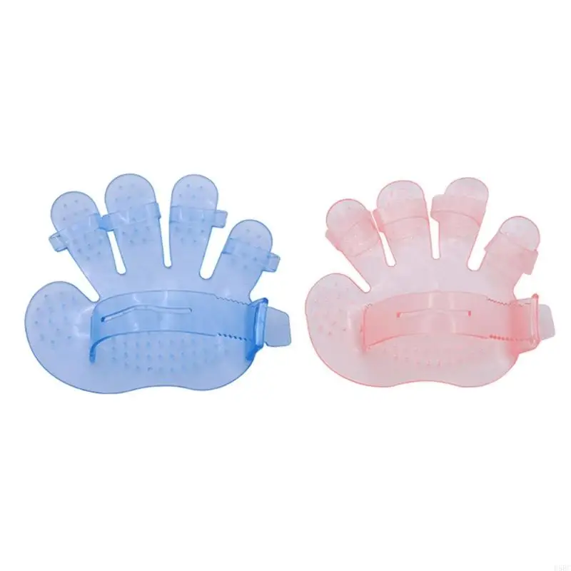 D5BC 4lots Plastic Pet Grooming Glove Five Finger Pet Grooming Glove Massage Brush