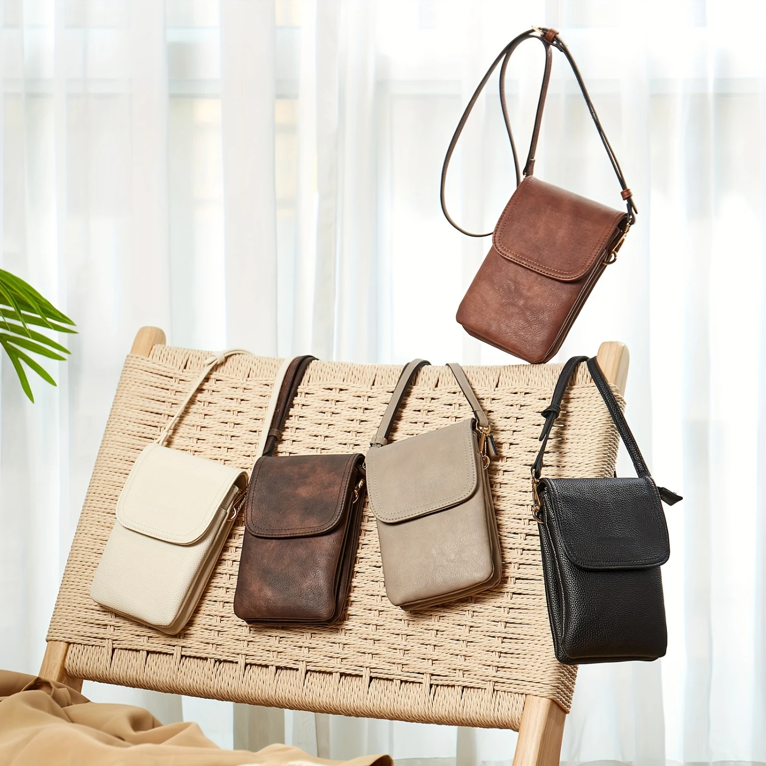Chic Faux Leather Crossbody Bag with Card Slots - Adjustable Strap for Women