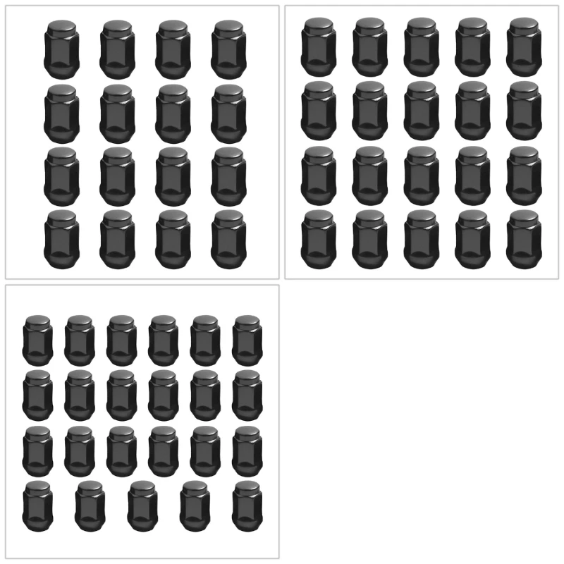 

U13C Closed End Wheel Nut Set for Wheel Replacement, M12x1.5 Carbon Steel Threaded Hardware with Black Finish, Service Use