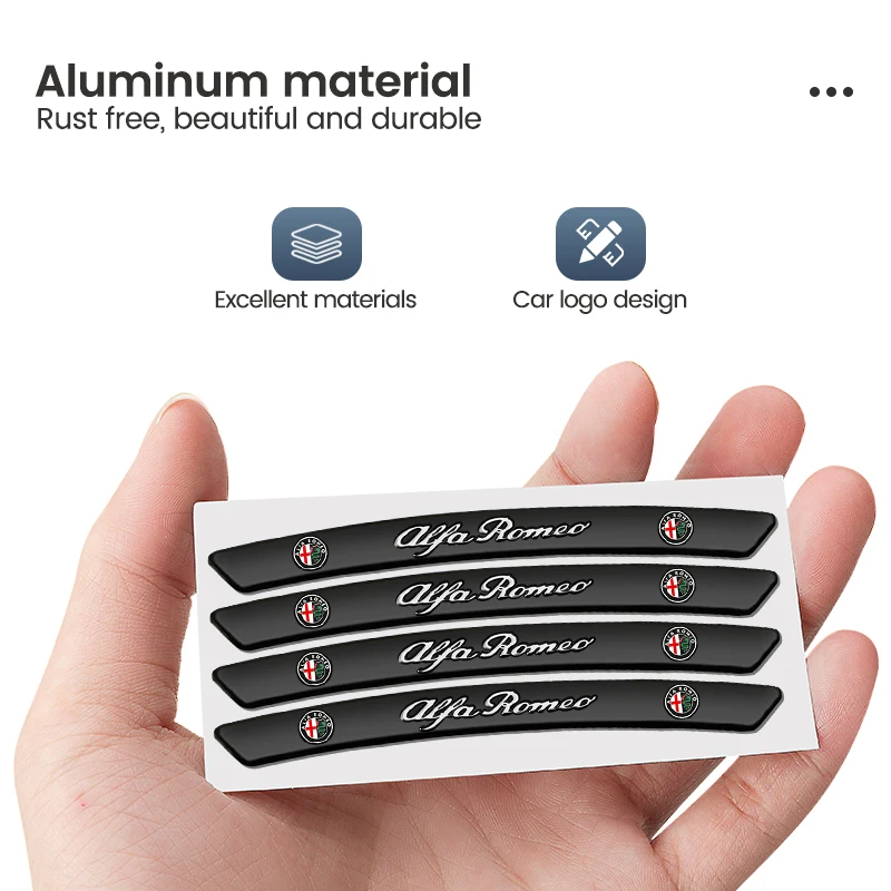 4Pcs Car Wheel Hub Stickers Aluminium Alloy Decoration Decal For Alfa Romeo 156 166 159 Giulietta Giulia Spider Stelvio Tonale