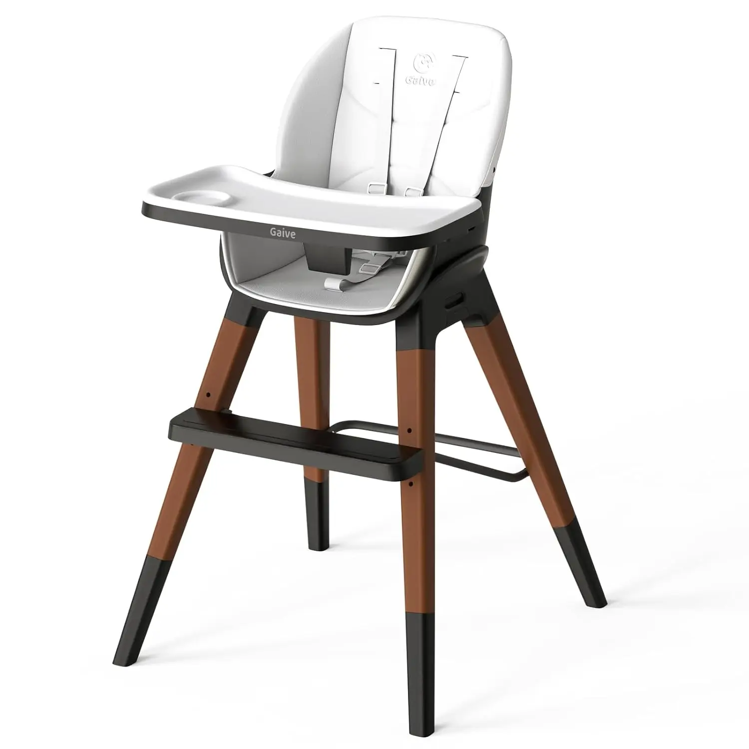 

8-in-1 Convertible Wooden High Chair for Babies and Toddlers with Adjustable Tray, Easy Clean