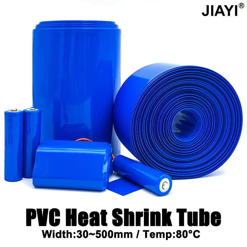 PVC Heat-Shrink Film Width 30mm~280mm 18650 Lipo Battery Insulated Anti-Corrosion Lithium Case Cable Sleeve Blue 1M~10M