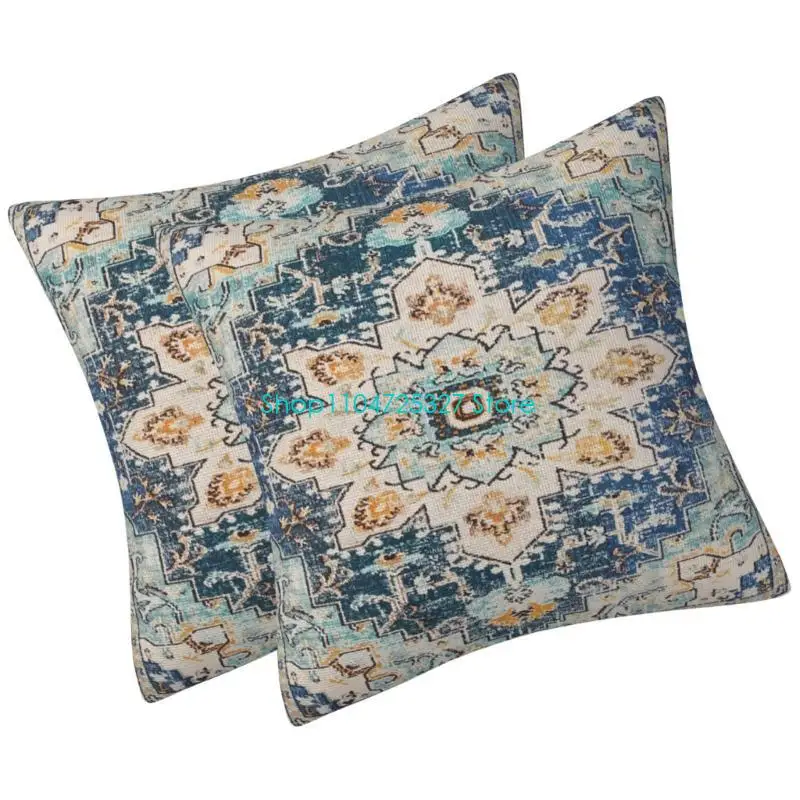 D8KF 2Pack Eclectics Bohemian  Throw Pillow Cover Pillowcover for Home and Outdoor Decoration, 18x18inch, Easy Zips Closure