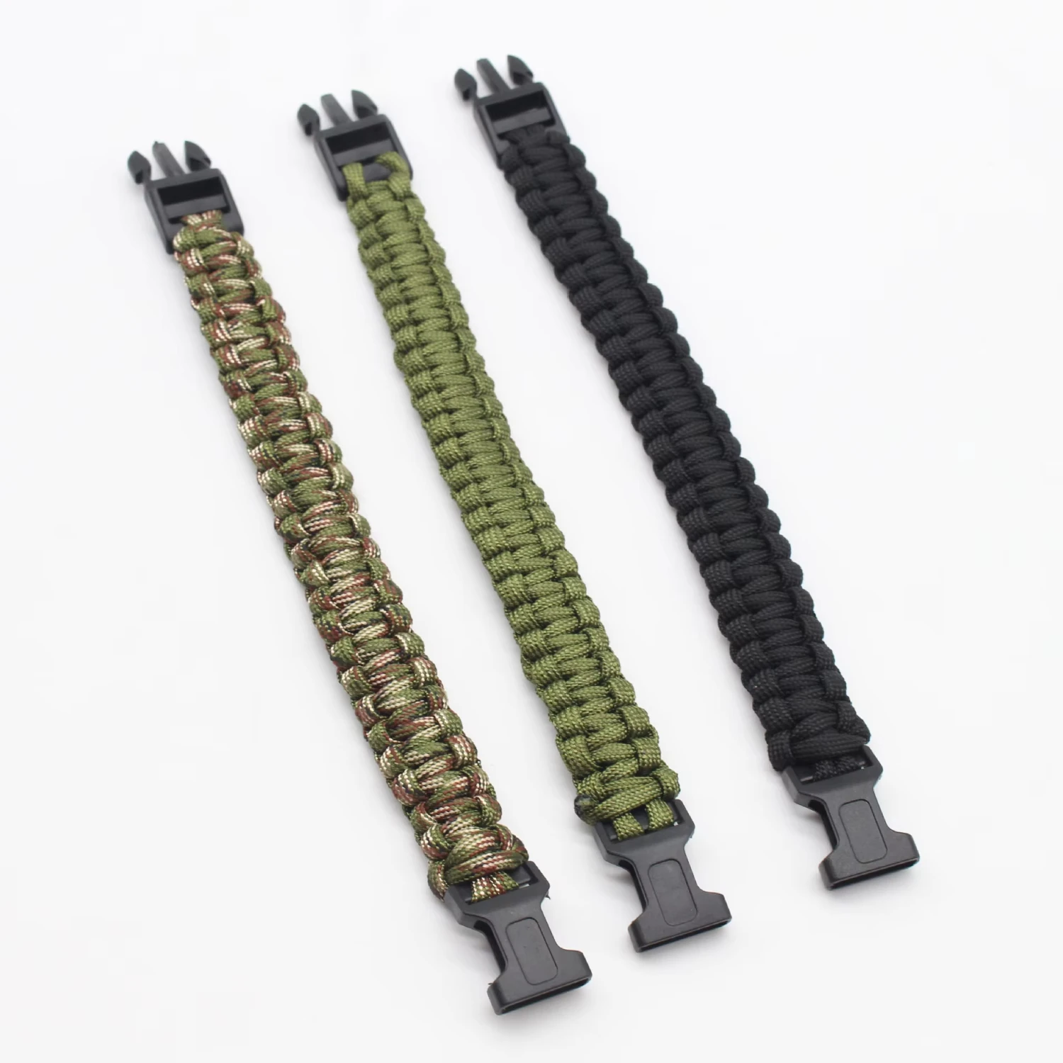 Outdoor Paracord 23cm Adjustable Cobra Weave Camping Multi- Emergency Plaited Escape Survival Bracelet Climbing Tool Carabiner