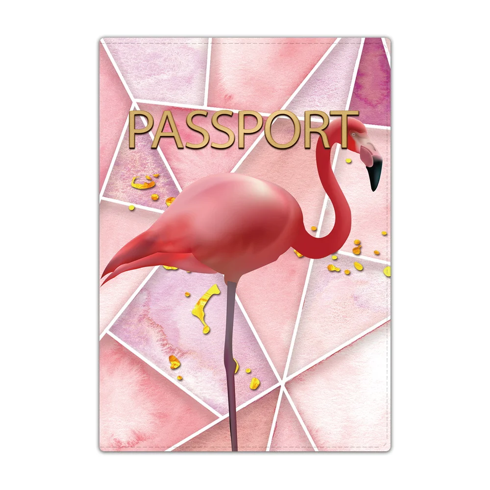 Fashion Passport Cover Holder Multi-Function Travel ID Bank Card Passport Holder Flamingo Printing Simple PU Leather Wallet Case