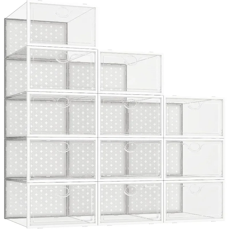 Shoe Storage Boxes, Shoe Organizer for Closet Clear, Shoe Boxes Clear Plastic Stackable