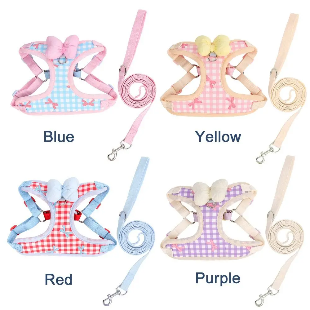 

Adjustable Dog Bow Harness Breathable Splicing Dog Chest Strap Comfortable Candy Color Pet Traction Rope Pet Walking Training