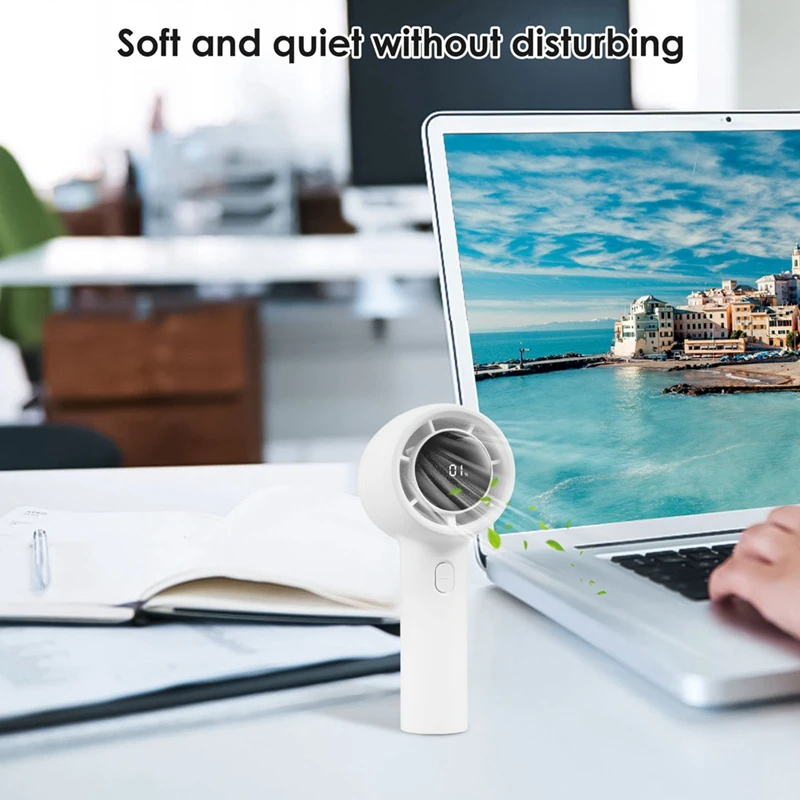 Handheld Portable High Wind Long-Lasting Desktop Silent Small Fan 3-Speed Charging Fan With Display