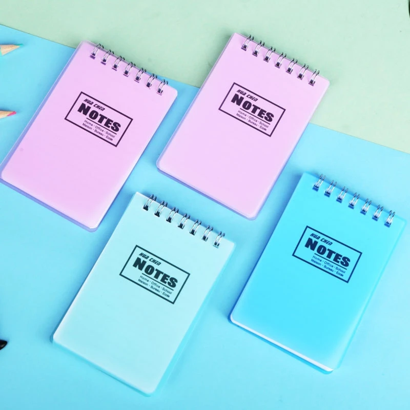Mini Coil Notepad Portable Pocket Diary Exercise Book PP Surface A7 Spiral 100K Flip-up Note Pad School Office Supply 42 Sheets