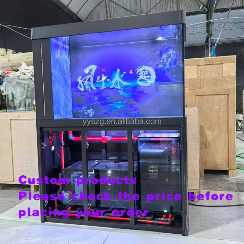 

custom.Large Black Rectangular Aquarium on Sale Shop Display Fish 6ft Full Setup Ultra Glass Fish