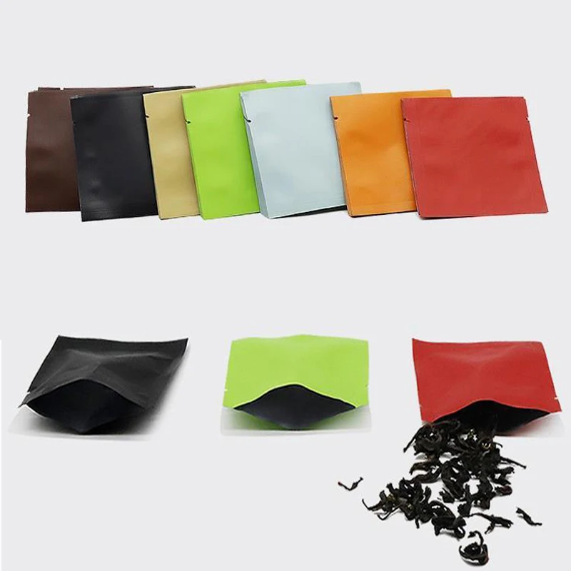 100Pcs 3~12g Color Multi-size Open Top Pure Aluminum Foil Tea Packaging Bags Coffee Powder Nut Sugar Herbal Gift Storage Pouches