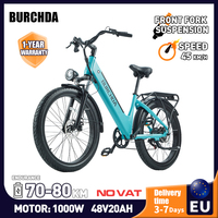 BURCHDA AZ26 1000W 48V20Ah Electric Bike 45KM/H High-Speed Fat Tire Ebike，26 Inch Mountain/City Commuter with Lithium Battery