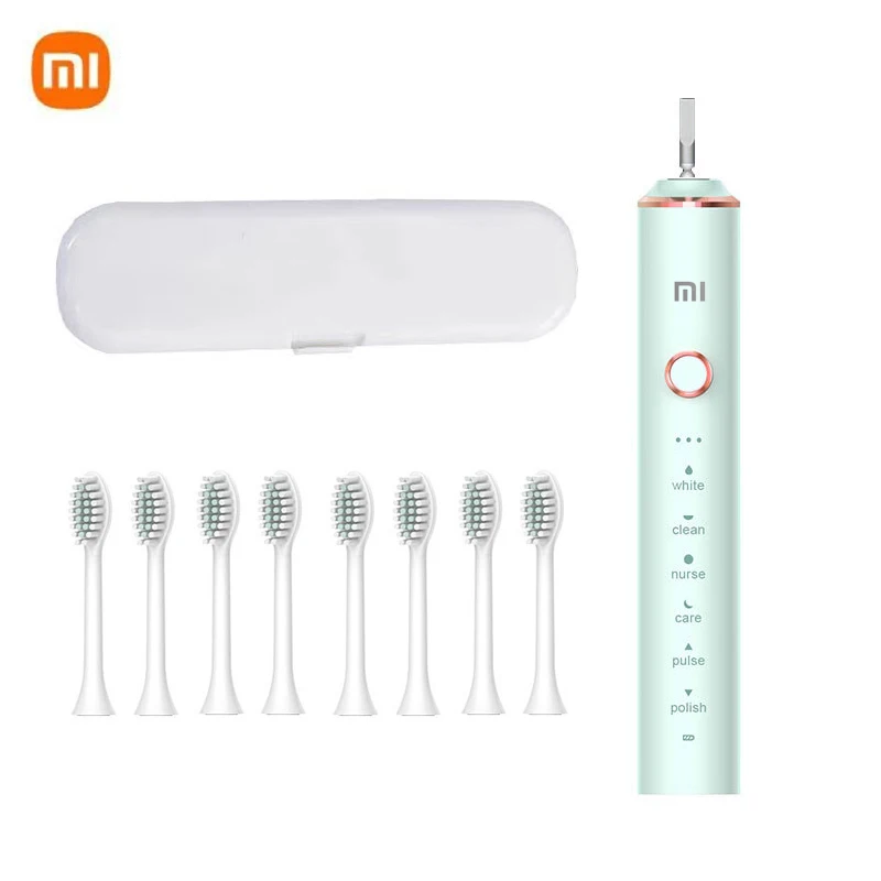 

Электрическая зубная щетка Xiaomi, умная зубная щетка с таймером и зарядкой от USB, отбеливающая зубная щетка для чистки и отбеливания зубов со сменной головкой